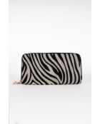 Portefeuille en Cuir edge motif zèbre noir - 20x11x3,5 cm