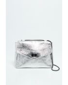 Zilverkleurige schoudertas van maku leer - 27x 20x6,5 cm