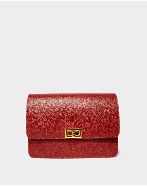 Sac bandoulière en Cuir Gaya bordeaux - 22,5x16,5x6,5 cm