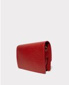 Sac bandoulière en Cuir Gaya bordeaux - 22,5x16,5x6,5 cm