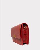 Sac bandoulière en Cuir Gaya bordeaux - 22,5x16,5x6,5 cm