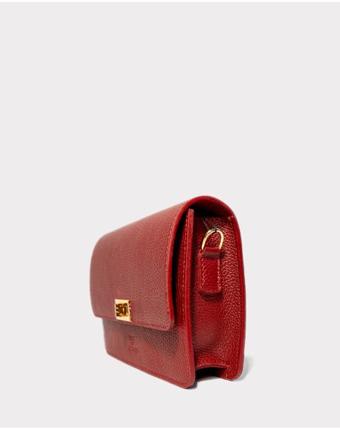 Sac bandoulière en Cuir Gaya bordeaux - 22,5x16,5x6,5 cm