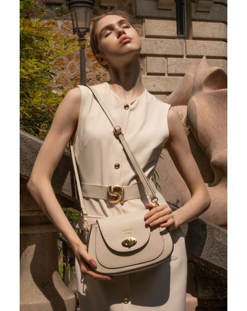 Cremefarbene Schultertasche aus Kunstleder - 26x18x9 cm