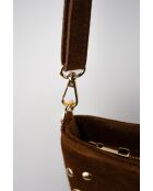 Bandolera de terciopelo de piel kyro marrón - 24x21x4 cm