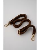 Bandolera de terciopelo de piel kyro marrón - 24x21x4 cm