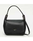 Milva zwarte leren schoudertas - 30x20x12 cm