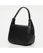 Milva zwarte leren schoudertas - 30x20x12 cm