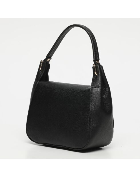 Milva zwarte leren schoudertas - 30x20x12 cm