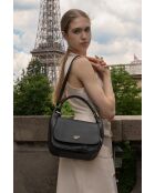 Milva zwarte leren schoudertas - 30x20x12 cm