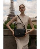 Milva zwarte leren schoudertas - 30x20x12 cm