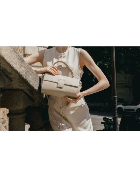 Bolso Noa de piel beige - 26x16x10 cm