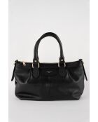 Schwarze Jet-Lederhandtasche - 22x33x11 cm