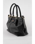 Schwarze Jet-Lederhandtasche - 22x33x11 cm