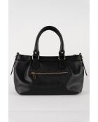 Schwarze Jet-Lederhandtasche - 22x33x11 cm