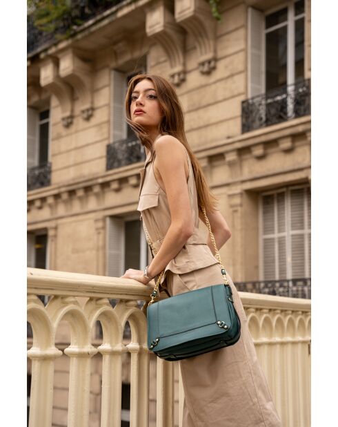 Bolso de hombro de piel Green Seren - 23,5x10x16 cm