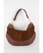 Kael moka fluwelen leren schoudertas - 28x44x2 cm