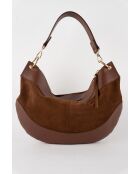 Kael moka fluwelen leren schoudertas - 28x44x2 cm