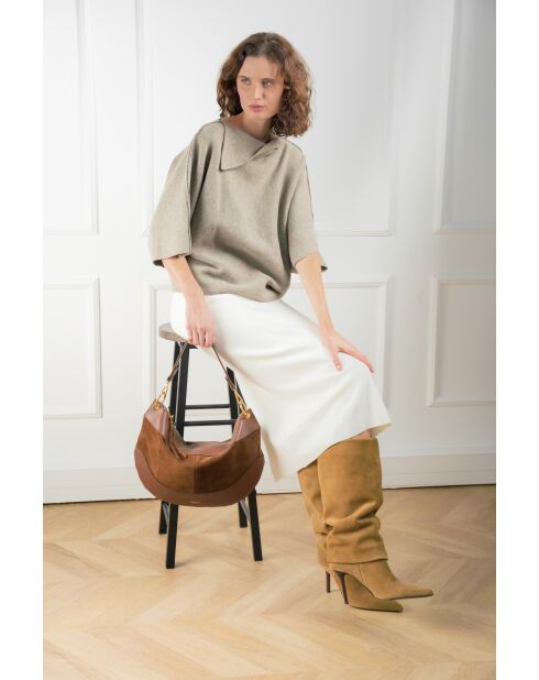 Kael Moka Schultertasche aus Samt - 28x44x2 cm