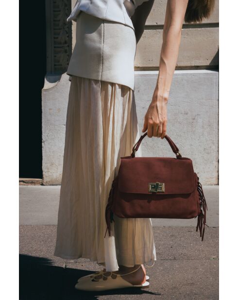 Borsa in pelle bordeaux Neva Velvet - 28x22x10 cm