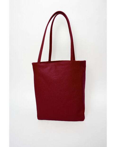 Sac Cabas en Cuir Renza Bordeaux - 38x33x12 cm