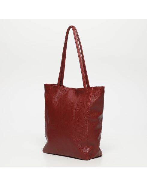 Sac Cabas en Cuir Renza Bordeaux - 38x33x12 cm