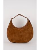 Siana Camel Velvet leren schoudertas - 33x27x6 cm
