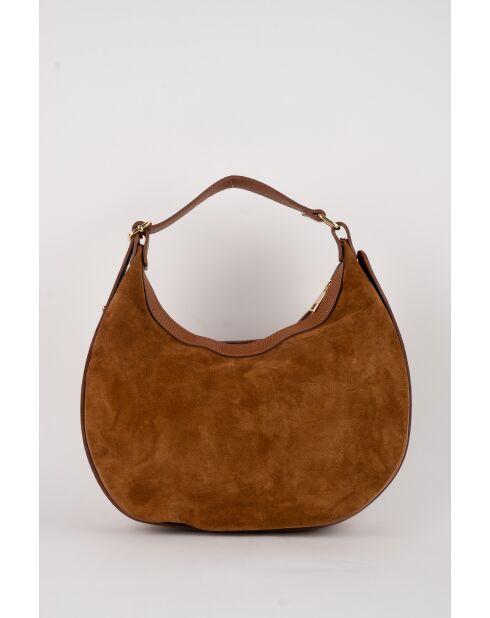 Siana Camel Velvet leren schoudertas - 33x27x6 cm
