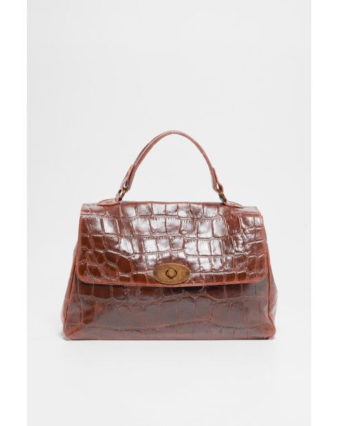Sac à main en Cuir Lisa Camel - 36x25x14 cm