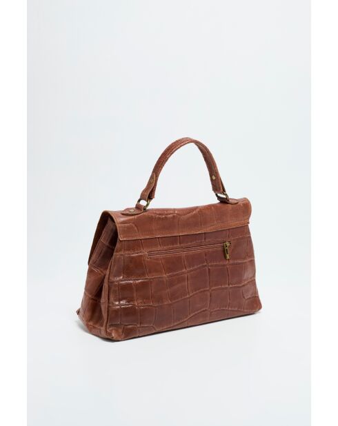 Sac à main en Cuir Lisa Camel - 36x25x14 cm