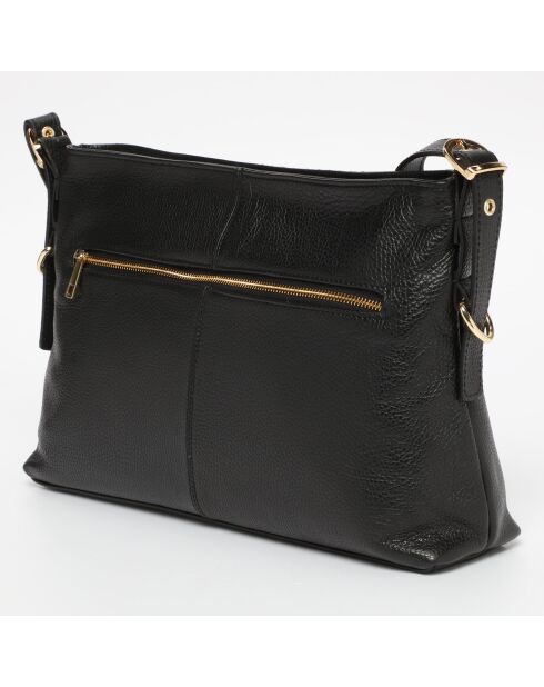 Sac bandoulière en Cuir Zita Noir - 42x25x8 cm