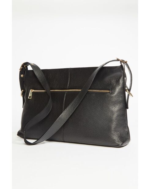 Sac bandoulière en Cuir Zita Noir - 42x25x8 cm