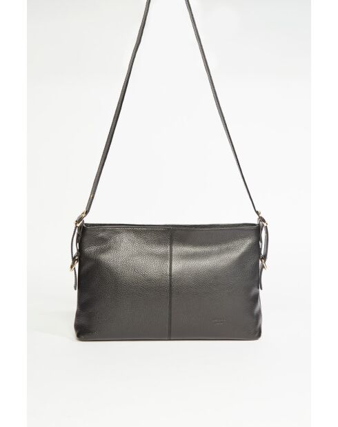 Sac bandoulière en Cuir Zita Noir - 42x25x8 cm