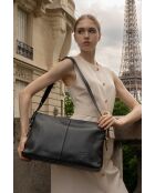 Sac bandoulière en Cuir Zita Noir - 42x25x8 cm