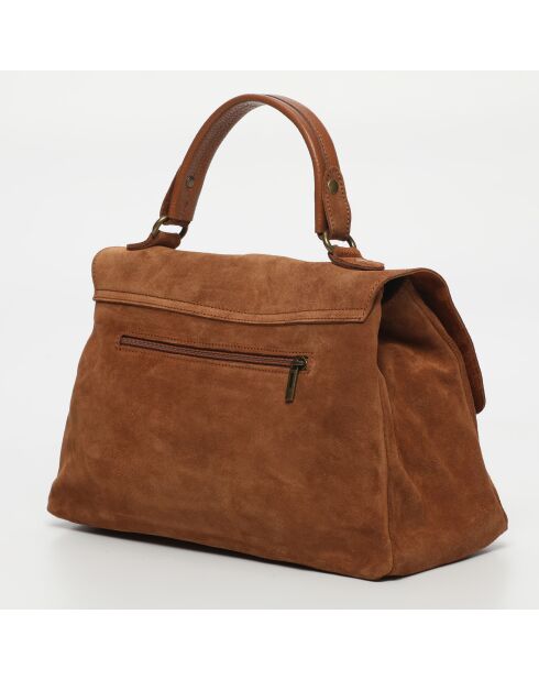 Louis Schultertasche aus Samt aus Leder mit kamelfarbenen Fransen - 28x20x9 cm