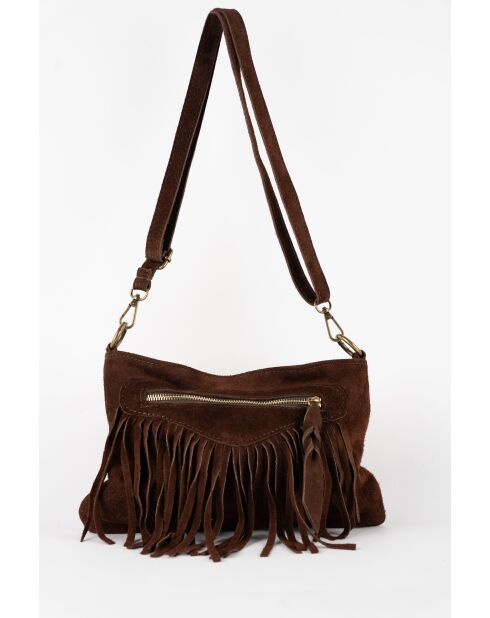 Schoudertas van roestvrij staal in mokka fluweel - 22x28x2 cm