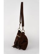 Schoudertas van roestvrij staal in mokka fluweel - 22x28x2 cm