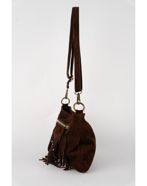 Schoudertas van roestvrij staal in mokka fluweel - 22x28x2 cm