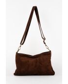 Schoudertas van roestvrij staal in mokka fluweel - 22x28x2 cm