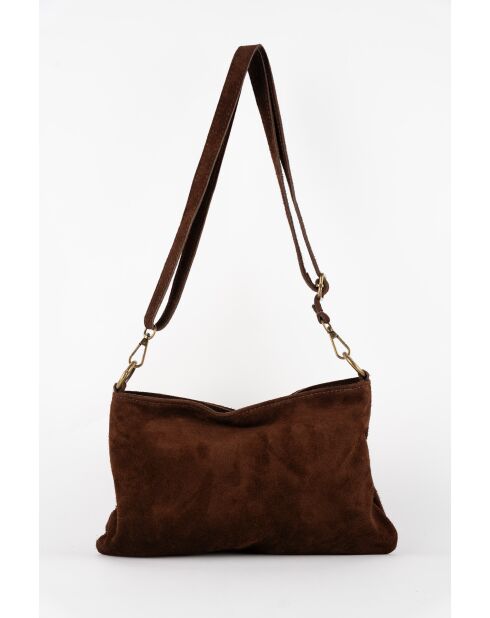 Schoudertas van roestvrij staal in mokka fluweel - 22x28x2 cm