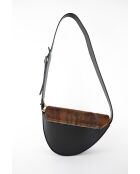 Mehrfarbige Schultertasche aus braunem Kalbsleder - 23x7x8 cm