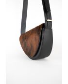 Mehrfarbige Schultertasche aus braunem Kalbsleder - 23x7x8 cm