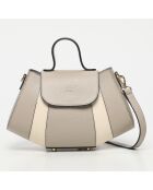 Lara leren handtas licht taupe/gebroken wit - 20x28x8 cm