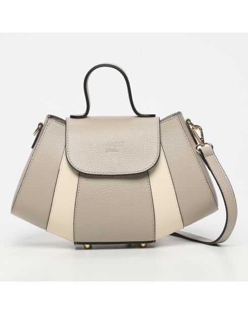 Lara leren handtas licht taupe/gebroken wit - 20x28x8 cm