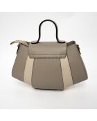 Lara leren handtas licht taupe/gebroken wit - 20x28x8 cm