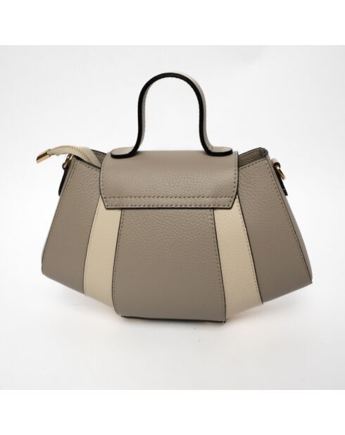 Lara leren handtas licht taupe/gebroken wit - 20x28x8 cm