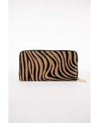 Portefeuille en Cuir edge motif zebre camel - 20x11x3,5 cm