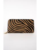 Portefeuille en Cuir edge motif zebre camel - 20x11x3,5 cm