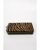 Portefeuille en Cuir edge motif zebre camel - 20x11x3,5 cm