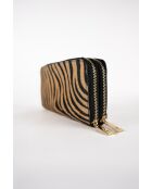 Portefeuille en Cuir edge motif zebre camel - 20x11x3,5 cm