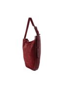 Schultertasche aus Veloursleder in Bordeauxrot, 39 x 33 x 6 cm